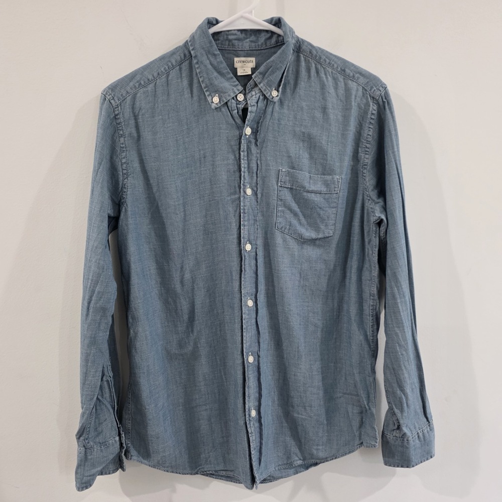 Crewcuts Boys Button Up Shirt Size 14 Blue Cotton Preppy